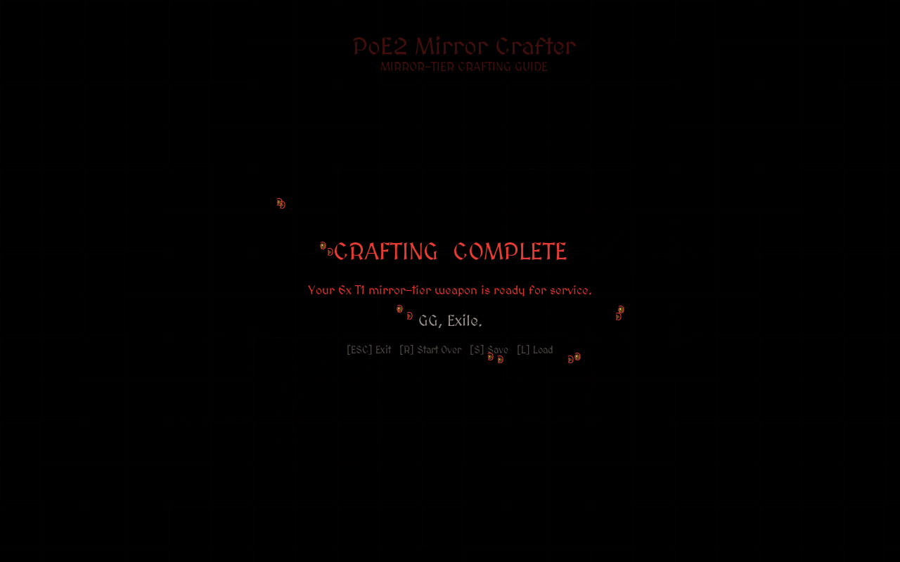Craft complete screen